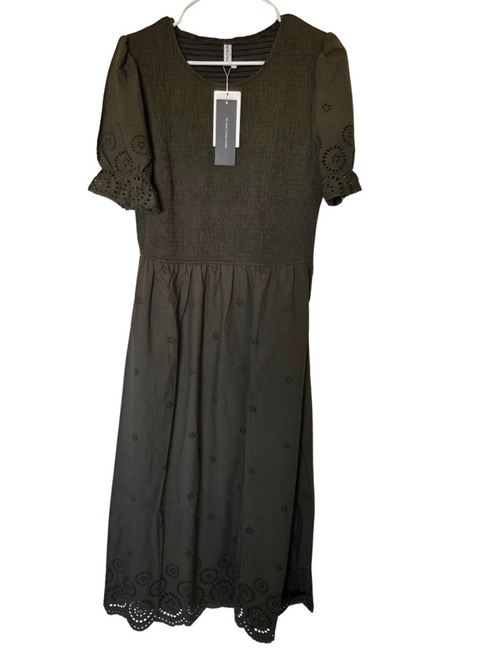 *NWT* Army Green Eyelet Maxi Dress